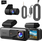 BOTSLAB Dash Cam auto eesmine tagumine 4K + 2K koos GPS WiFi ja k&otilde;vajuhe komplektiga, Dash Cam autokaamera ADASiga, tasuta 64GB kaart, 24/7 parkimise j&auml;lgimine, 2,45-tolline IPS, &ouml;ine n&auml;gemine, WDR, 170&deg; lai nurk