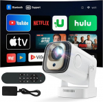 Mini projektor 4K Full HD 1080P Mini Beamer 180&deg;Dreh Videoprojektor Unterst&uuml;tzt 2.4/5G Dual WiFi6 Bluetooth 5.4 mit Android 11.0 Outdoor Heimkino Beamer Motorischer Fokus