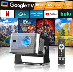 Alwtniet projektor 4K koos Google TV-ga, Native Full HD 1080p mini projektor kodukino Bluetooth WiFi V&auml;ike nutikas l&uuml;hikese vahemaa projektor Auto Focus / 6D Keystone Correction v&auml;litingimustes mobiiltelefonile