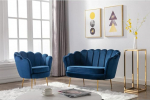 Vente-unique Dandelion 2 Seater Velvet Armchair Set Midnight Blue