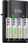 EBL universaalne laadija, kiirlaadimine AA & AAA & 9V akudele, nutikas laadija LED indikaatoriga + 4tk AA 2300mAh akud