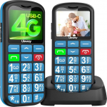 uleway 4G Senior mobiiltelefon ilma lepinguta, pension&auml;ride mobiiltelefon suurte nuppudega, pension&auml;ride mobiiltelefon suurte nuppudega mobiiltelefon USB-C, 1,7-tolline LCD, SOS-funktsioon, taskulamp, laadimine