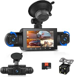 1080P WiFi Dash Cam auto jaoks koos rakendusega, 3-tolline esikaamera, 24h parkimise j&auml;lgimine, &ouml;ine n&auml;gemine, G-sensor, loop salvestamine, kokkupandav ja peegeldatav, sisaldab 64GB kaarti, iOS / Androidile
