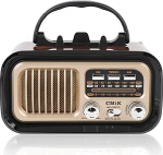 Kaasaskantav Vintage raadio, Retro Bluetooth-k&otilde;lar, p&auml;ikesepatarei, v&auml;ike Vintage AM FM l&uuml;hilaine raadio v&auml;ljas telkimiseks (must)