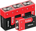 Kratax aku 9 V plokk 850 mAh laetavad liitium-ioon akud, 4 tk, sobivad multimeetritele, h&auml;ires&uuml;steemidele, walkie talkidele jne.