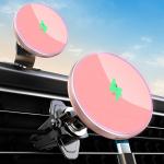 MOKPR jaoks Magsafe Car Mount koos laadimisfunktsiooniga, 15 W koos MagSafe Car Mount laadija mobiiltelefoni hoidja auto koos laadimisfunktsiooniga ventilatsioon / armatuurlaud iPhone 16/15/14/13/12 (roosa)