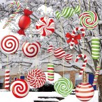 20 tk j&otilde;ulud Yard Signs Ornaments kahepoolne j&otilde;ulud piparm&uuml;ndi Candy rippuvad kaunistused j&otilde;ulud suured kommid Yard Decorations j&otilde;ulupuu kaunistused jaoks