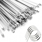 Metallist kaablisidemed, 40 t&uuml;kki roostevabast terasest kaablisidemed h&otilde;bedast raskeveokite iselukustuv t&otilde;mbetugevus, mis sobib koju, kontorisse, garaaži, t&ouml;&ouml;kotta (7.9x150mm)