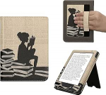 kwmobile Flip Cover &uuml;hilduv Kobo Clara BW/Clara Colour/Tolino Shine (5) / Shine Colour - &uuml;mbris koos k&auml;erihmaga Lugemisnaisele Must Beež