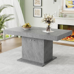 Wiuzo Extendable Dining Table Concrete Look, Dining Table with Storage Space, Rectangular Dining Room Table 140/180 x 80 x 76 cm, Space-Saving Multifunctional Kitchen Table (Grey)