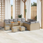 Rantry 14-teilige Garten-Sofa-Set mit Kissen Beige Poly-Rattan Akazie Gartenlounge Model3364282