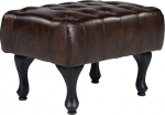 Woodkings&reg; Chesterfield Pittsfield Stool Genuine Leather Brown Upholstered Furniture Antique Design Stool Spring Core Unique Men's Room English Leather Style Stool