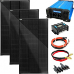 SOLARTRONICS komplekt 3 x 120 W p&auml;ikesemoodul 1080 x 580, FSD 1500 W 12 V pinge muundur + 30 A laadimiskontroller + p&auml;ikesekaabel + kolmekordne p&auml;ikesepistik fotogalvaaniliste s&uuml;steemide saarekesks&uuml;steem