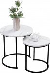 Vida Designs Brooklyn Set of 2 Side Tables 2 Round Tables Living Room Stackable Metal Frame Marble