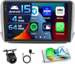 4+64G autoraadio Peugeot 208/2008 2012-2018 Android 15 koos 10-tollise sisekraaniga, mis toetab traadita Carplay ja Android Car Mirror Link Radio FM/RDS GPS WiFi BT SWC
