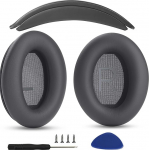 K&otilde;rvapadjad + peapael asendusk&otilde;rvapadjad, mis &uuml;hilduvad Bose QuietComfort 45 QC45 35 QC35 QC35 II k&otilde;rvaklappidega Lihtne DIY montaaž Valgusnahast osad (tumehall komplekt)