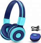 SIMOLIO laste Bluetooth k&otilde;rvaklapid, kokkupandavad traadita laste k&otilde;rvaklapid koos helitugevuse ja k&otilde;va &uuml;mbrisega, traadita k&otilde;rvaklapid Bluetoothiga ja kaabliga teismelistele - Mint