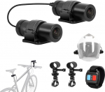 VSYSTO HD 1080P mootorratta jalgratta kiivrikaamerad, v&auml;ljas kaasaskantav WiFi esi- ja tagakaamera &ouml;ise n&auml;gemise veekindel action cam DVR, loop salvestamine, G-sensor (must-D5M)