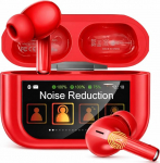 ZZU Kabellose Ohrh&ouml;rer mit Bluetooth 5.4, Smart Touchscreen, ENC Noise Cancelling, 48H Spielzeit, HiFi Stereo, 5 EQ Modi, f&uuml;r iPhone und Android, Rot