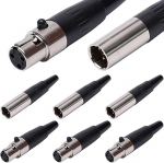 3 Pin Mini XLR isane, TA4F adapteripistik emane ja TA4F adapteripistik, Mini XLR otsad, asendusheli mikrofoni jaoks (6 tk)
