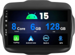 9-tolline IPS 2 DIN 6G + 128G Android 15 autoraadio Jeep Renegade 2015-2019 raadio koos GPS-navigatsiooni toega Bluetooth DAB + DSP Android auto WiFi 4G MirrorLink RDS USB