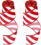 2 rulli 2,5 tolli x 6 meetrit Punane ja valge j&otilde;ululint juhtmega servadega DIY Craft Ribbon for Christmas Tree Decorations Wreath Bows Packaging Accessories (Diagonal Stripes)