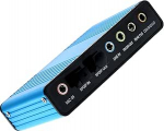 LEAGY USB 2.0 v&auml;line helikaart 6-kanaliline 5.1 Surround adapter S/PDIF audio S/PDIF PC-le - sinine helikaart