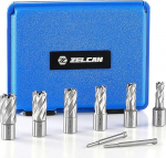 ZELCAN Core Drill Bit Set HSS Weldon Shank (3/4 tolli) l&otilde;ikes&uuml;gavus 30 mm sisaldab 6 Core Drills 12, 14, 16, 18, 20, 22 mm ja 2 Ejector Pins, 8-osaline
