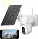 SEHMUA 2K valvekaamera v&auml;ljas aku, 360 &deg; WLAN v&auml;likaamera koos p&auml;ikesepaneeliga, 12 LED (500 luumenit) v&auml;ljas kaamera juhtmevaba PIR-tuvastusega, 2-suunaline heli, v&auml;rviline &ouml;&ouml;n&auml;gemine, IP66 veekindel