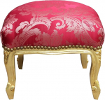 Casa Padrino Baroque Foot Stool Bordeaux muster / Gold - Antique Style Furniture - Stool