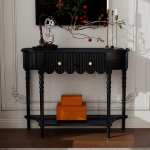 Konsolentisch Halbrund mit Schubladen,Flurtisch Schmal,Console Table Holz,Schmaler Beistelltisch,Schmales Sideboard,f&uuml;r Wohnzimmer,Schlafzimmer,Eingangsbereich,Flur,B&uuml;ro(120x30x88cm)