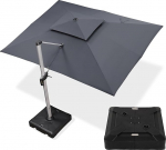 PURPLE LEAF p&auml;ikesevari Suur ristk&uuml;likukujuline 300 x 400 cm p&auml;ikesevarju Stabiilne koos p&auml;ikesevarju stendiga Turu vihmavari 360&deg; p&ouml;&ouml;ramine Aia vihmavari kurvliga XXL p&auml;ikesekaitse UV50+, Hall