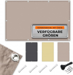 Markiis Veekindel tugevdatud roostevabast terasest aasadega Ristk&uuml;likukujuline 3 x 3 m - UV kaitse 95%, ilmastikukindel, rebenemiskindel, ideaalne terrassile, aeda, r&otilde;dule, Taupee