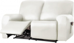 6 tk diivanikatte komplekt veekindlast nahast, PU lamamistoolist, Split Stretch Diivan Slipcover, kallutatud diivanikatted 2-kohalise diivani jaoks, pestav (valge)
