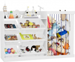 KEEPREAPER 2-in-1 laste riiul 6 plastikust hoiukastiga ja avatud sektsiooniga, puidust m&auml;nguasjakapp, m&auml;nguasjade hoidmine, m&auml;nguasjade riiul lastetuppa, 122 x 34 x 80 cm (valge)