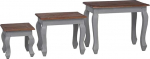 Elegante Satztische aus massivem Holz f&uuml;r Wohnzimmer - Handgefertigte Nisttische aus recyceltem Mahagoni im 3-teiligen Set mit Beistelltischen aus Mahagoniholz im Vintage-Look