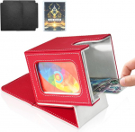 Kaardipakkide karp MTG Commanderile, TCG kaardikarp, PU nahast magnetiline kauplemiskaartide hoiukarp, mahutab 100 topelt&uuml;mbrisega kaarti, punane ja valge