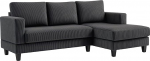 HOMCOM nurgadiivan diivan koos Chaise Longue 3-kohaline diivan L-kujuline polsterdatud nurgadiivan n&ouml;&ouml;riga v&auml;limusega k&otilde;rge tihedusega vaht kuni 400 kg elutuppa magamistuppa 214 x 134 x 87 cm tumehall