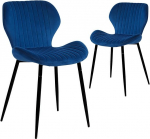 CangLong Mid-Century-Moderne Esst&uuml;hle im 2er-Set, Polsterk&uuml;chenst&uuml;hle f&uuml;r Esszimmer, Samt-Bequemstuhl mit Metallbeinen, f&uuml;r K&uuml;che, Essbereich, Wohnzimmer, Blau