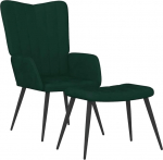 vidaXL lamamistool koos tugitooliga, TV tool, polsterdatud tool, Wingback tool, l&otilde;&otilde;gastav tool, tugitool, tugitool, tugitool, tumeroheline, sametne