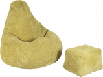 Loft 25 Cord Bean Bag koos jalahoobiga - Gaming Bean Bag koos t&auml;idisega, mugav Bean Bag t&auml;iskasvanute seljatoega, Bean Bag tool (Lime, Bean Bag + jalahoob)