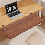 Ergonomische Schreibtisch-Verl&auml;ngerung, kein Bohren, Computerst&auml;nder, gebogen, Heimb&uuml;ro, Organizer, Walnussholz-Finish, 70 x 20 cm, ideal f&uuml;r Arbeitsplatzoptimierung und Komfort