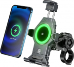 KEWIG vargusvastane veekindel mootorratta mobiiltelefoni hoidja 15 W traadita vibratsioonikompressoriga, &uuml;he vajutusega automaatne lukustus ja kiire vabastamine