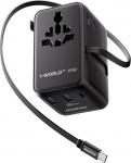 MOMAX Universal Adapter Steckdose mit Ausziehbarem Kabel, 70W Reisestecker Adapter Weltweit mit Duale AC 3 USB C ja 2 USB A, 6-in-1 Travel Adapter Internationaler Stecker f&uuml;r EU UK USA Jaapan