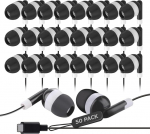 50 pakki - USB-C k&otilde;rvaklapid koos kaabliga iPhone 16/15 Pro Max, C-t&uuml;&uuml;pi k&otilde;rvaklapid iPad Pro, Galaxy S23/S22/S21, Chromebook, MacBook, Pixel 7/6/5/4, Android, s&uuml;learvuti ja tahvelarvutite jaoks.
