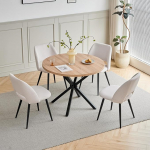 S&ouml;&ouml;gilaua ja toolide komplekt, 100 cm &uuml;mmargune MDF s&ouml;&ouml;gilaud, 4 polsterdatud Corduroy k&ouml;&ouml;gitooli &otilde;&otilde;nsa seljatoega s&ouml;&ouml;gituppa, elutuppa, k&ouml;&ouml;ki (hele v&auml;rv + khaki)