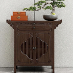 Beistelltisch Schmal aus Bambus mit Schublade, Konsolentisch Chinesisch mit Lagerung, Einfacher Mediationstisch f&uuml;r Zuhause, Ideal f&uuml;r Buddha(Brown,80cm/31.5in)