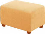 BEDSETS Stretch Ottoman Cover Ottoman Slipcover Diivan Cover Stool Protector Storage Ottoman Covers Furniture Protector Pehme ristk&uuml;likukujuline Slipcover elastse lindiga (kollane, L)