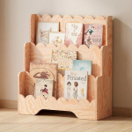 smartwood Montessori laste raamaturiiul - FSC-sertifikaadiga m&auml;nnipuidust valmistatud 3-kohaline lastetoa riiul raamatutele ja m&auml;nguasjadele 64 x 31,5 x 71 cm - tugev konstruktsioon ja lihtne kokkupanek - LULU
