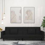Diivanvoodi 2-kohaline must samet 220 x 84,5 x 69 cm Diivanvoodi pikendatav 2-in-1 diivan 2 padjaga, kaasaegse disainiga ja tugeva puidust raamiga elutuppa, stuudiosse ja k&uuml;lalistetuppa.
